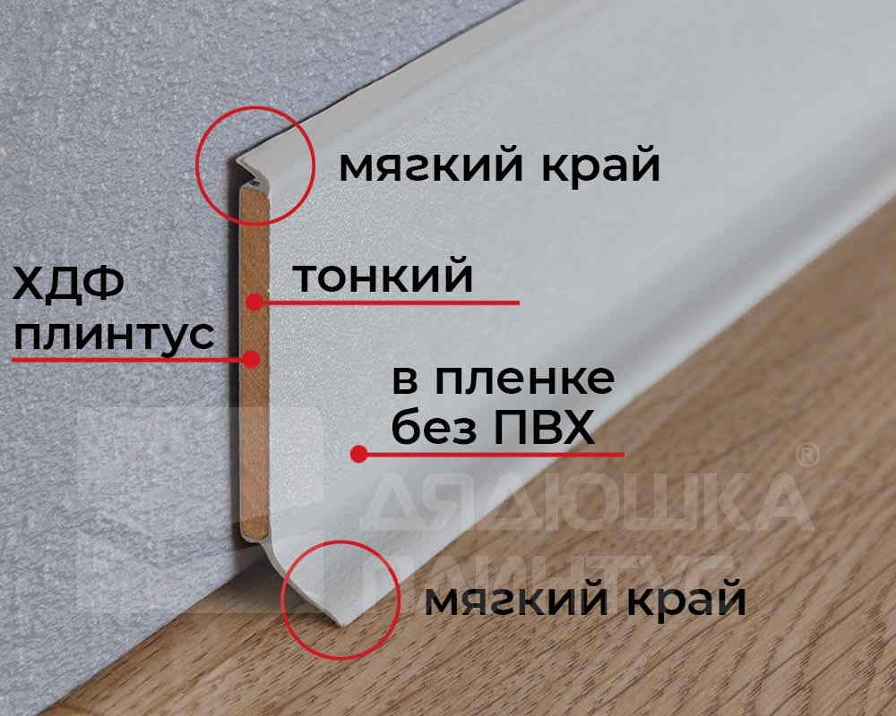 Плинтус ХДФ Dollken S60 60 мм х 2,575м 1184 Серый