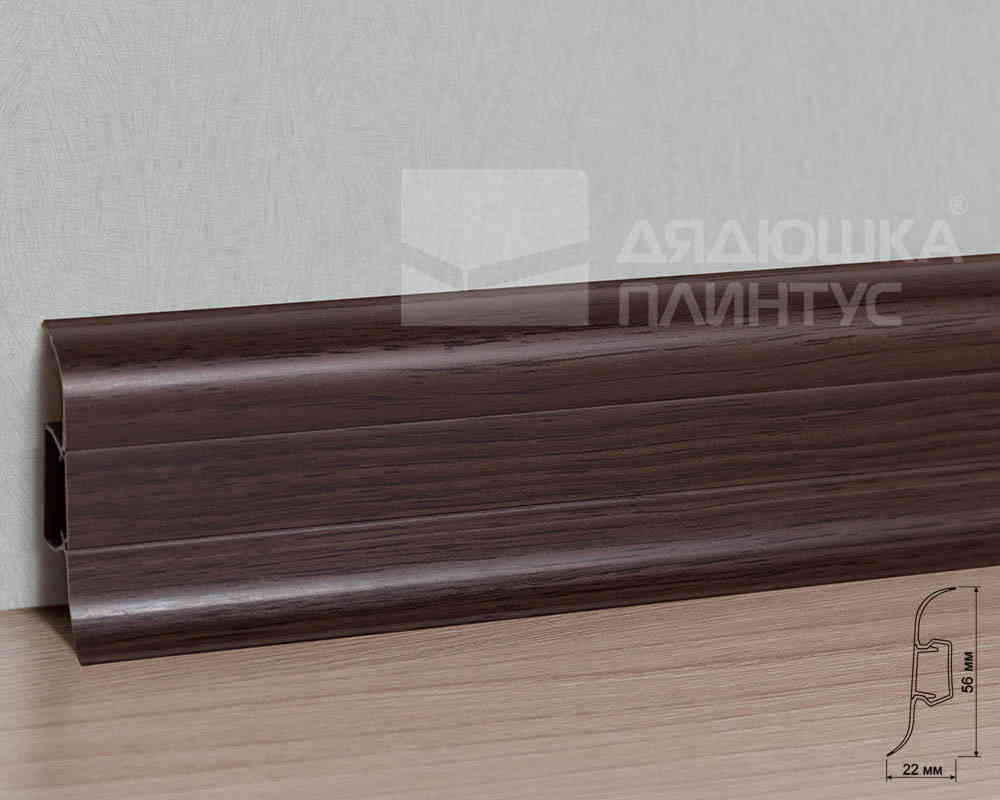 Плинтус ПВХ с кабель-каналом Рико Лео 176 Венге