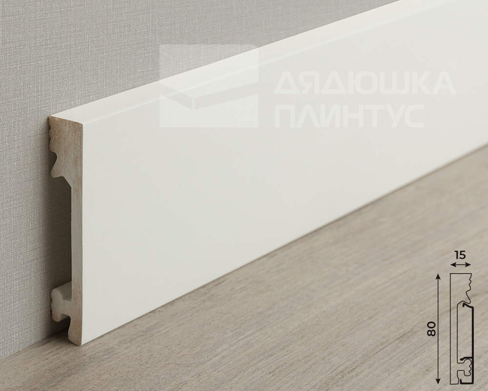 Плинтус из полистирола высокой плотности Волшебная Палочка. Окрашенная. 80мм 2м. RAL 9003