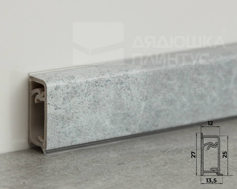 Плинтус для столешниц прямоугольный ПВХ Волшебная палочка 25*12мм 3м 3034 Мрамор марквина синий