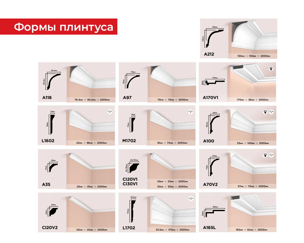 Карниз из полистирола высокой плотности HI WOOD A35 25мм х 25мм х 2,0м.