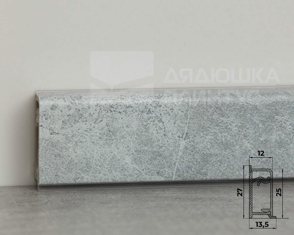 Плинтус для столешниц прямоугольный ПВХ Волшебная палочка 25*12мм 3м 3034 Мрамор марквина синий